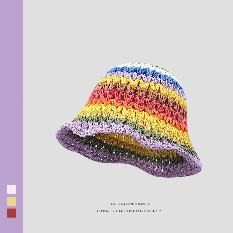 Rainbow Straw Bucket Hat Bucket Hat