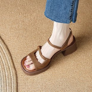 Open Toe Square Toe Women's Commuter Out Retro Platform Sandals