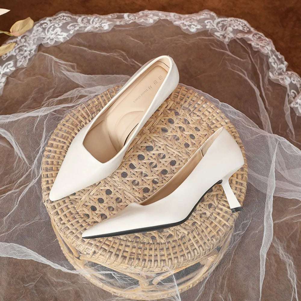 PU Leather Point Toe Pumps