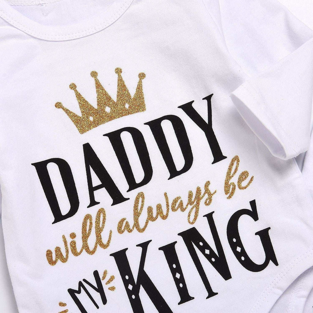 New Baby boys Clothing Set Tops Romper +Crown Pants