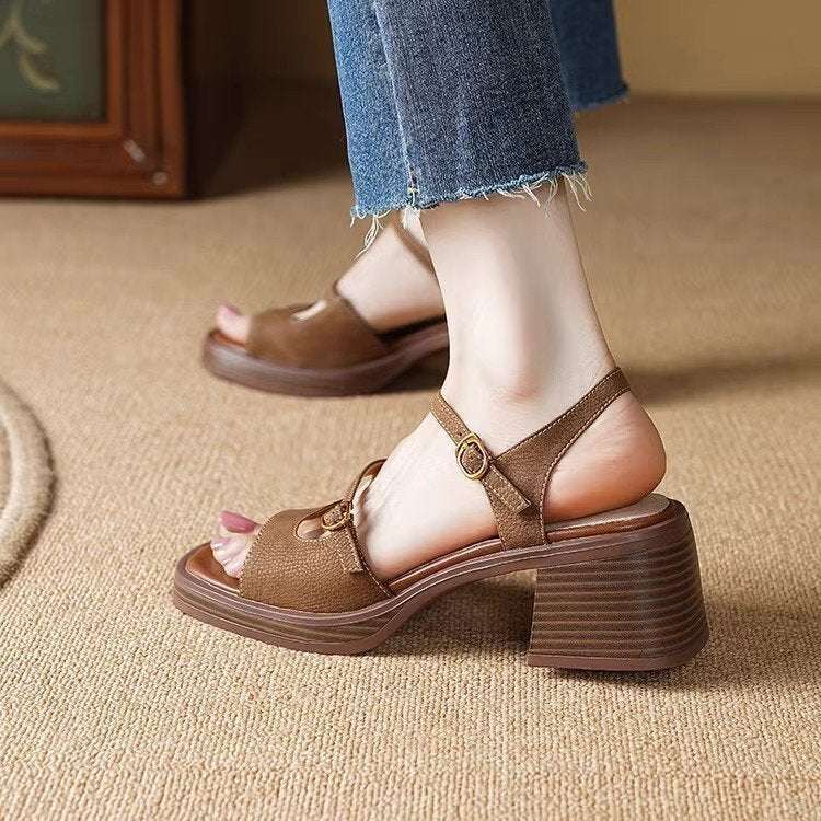 Open Toe Square Toe Women's Commuter Out Retro Platform Sandals