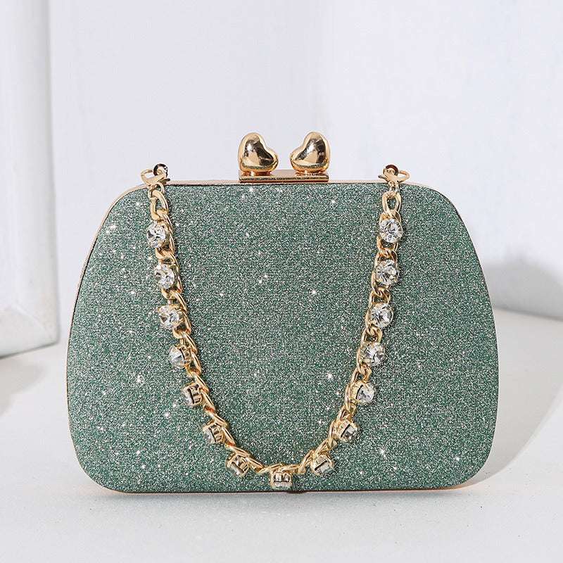 Little Love Water Diamond Chain Handheld Crossbody Small Square Bag Celebrity Banquet Handheld Bag
