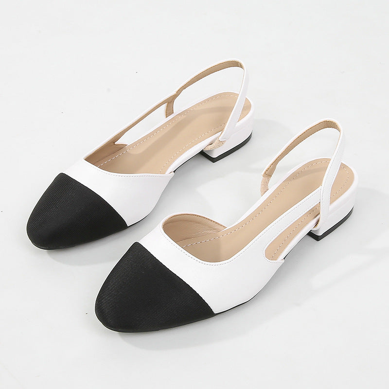 Women's Low Heel Hollow Color Matching Flat Heel Sandals