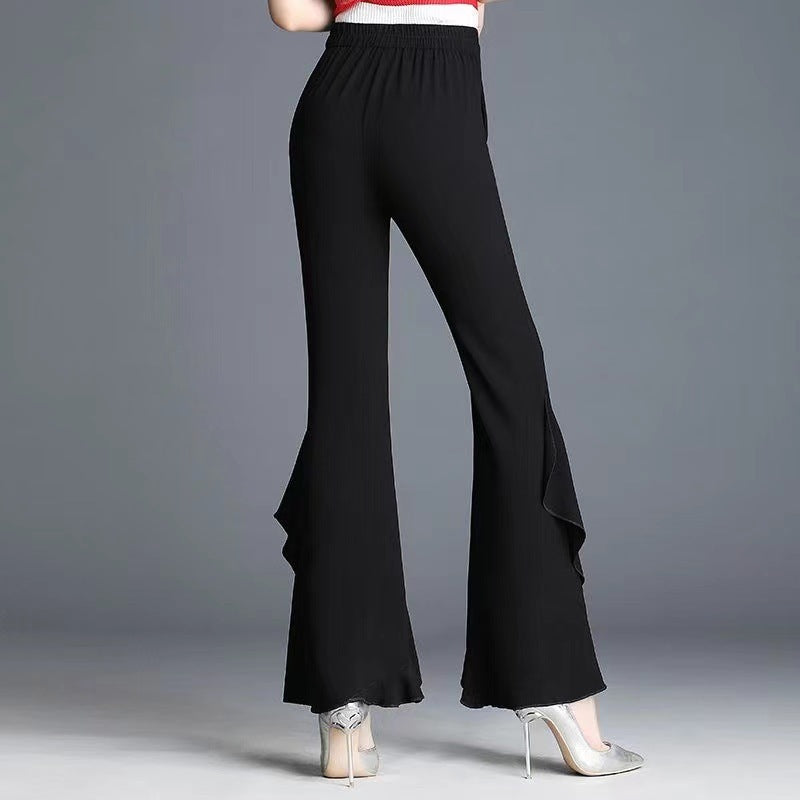Spring And Summer New High Waist Black Bell-bottoms