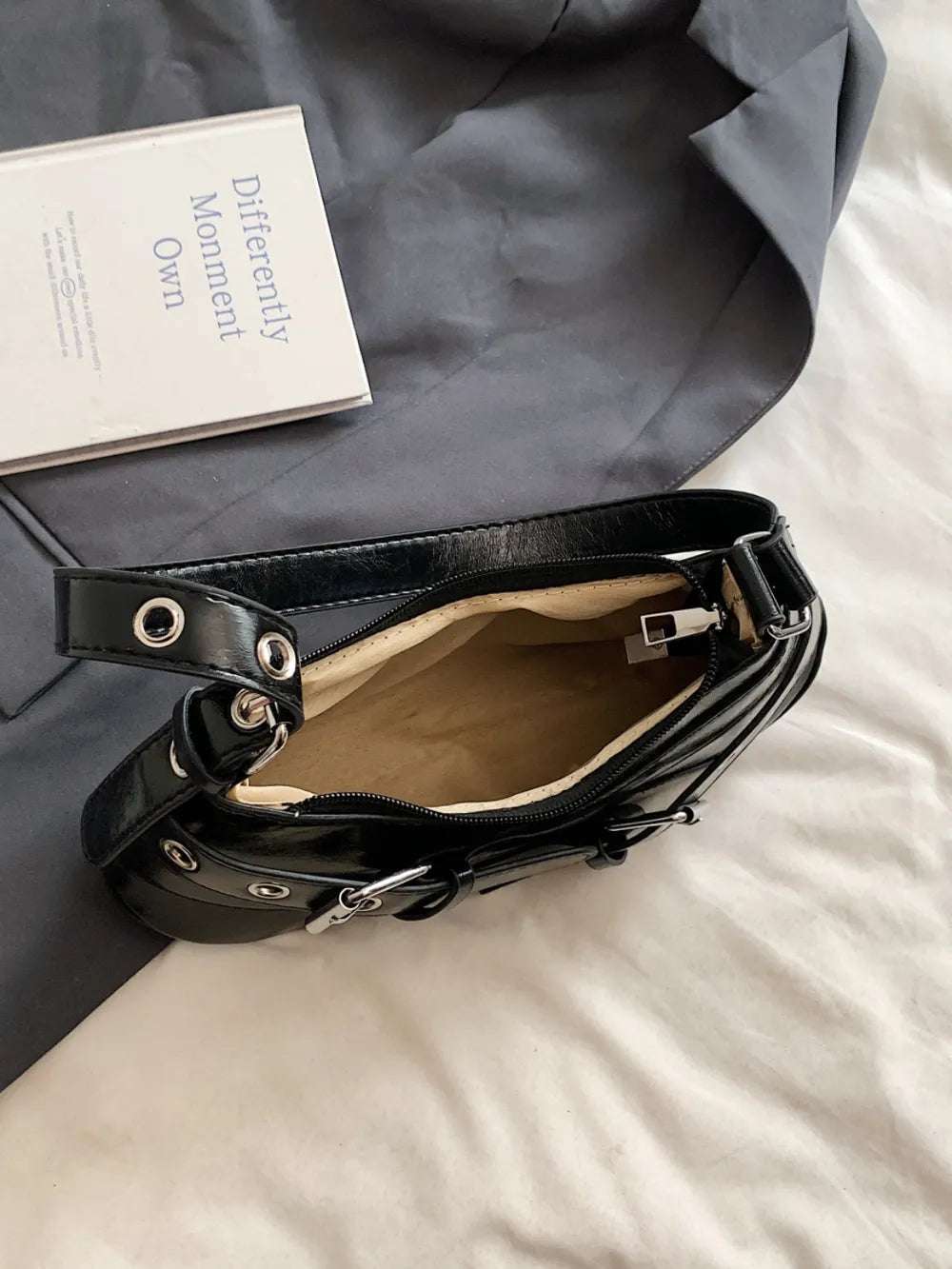 PU Leather Buckle Shoulder Bag