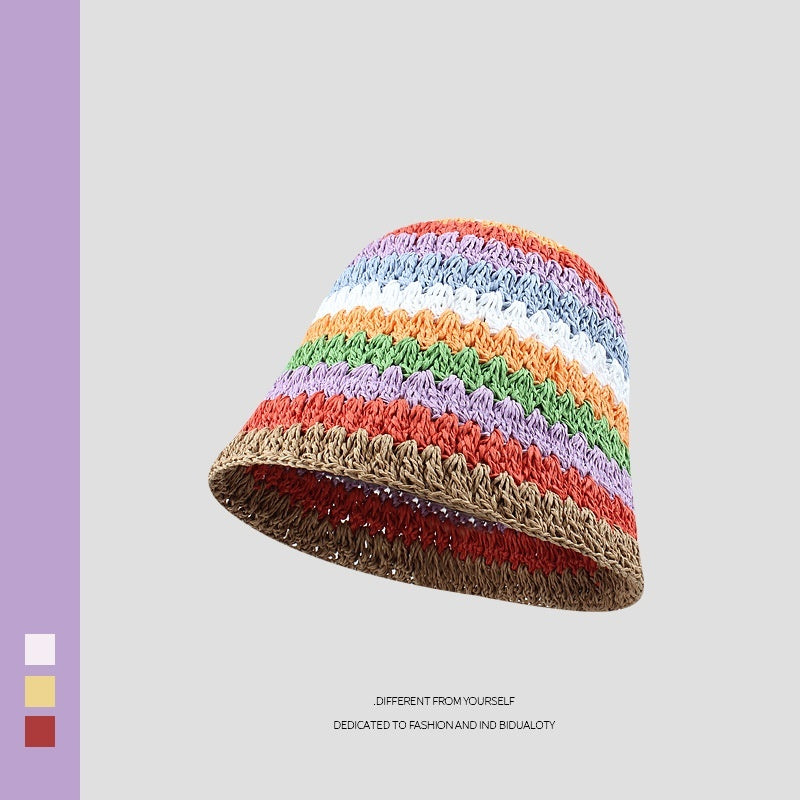 Rainbow Straw Bucket Hat Bucket Hat