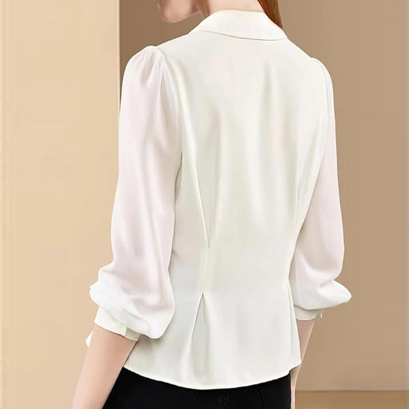 Autumn Solid Color Cardigan Shirt Women