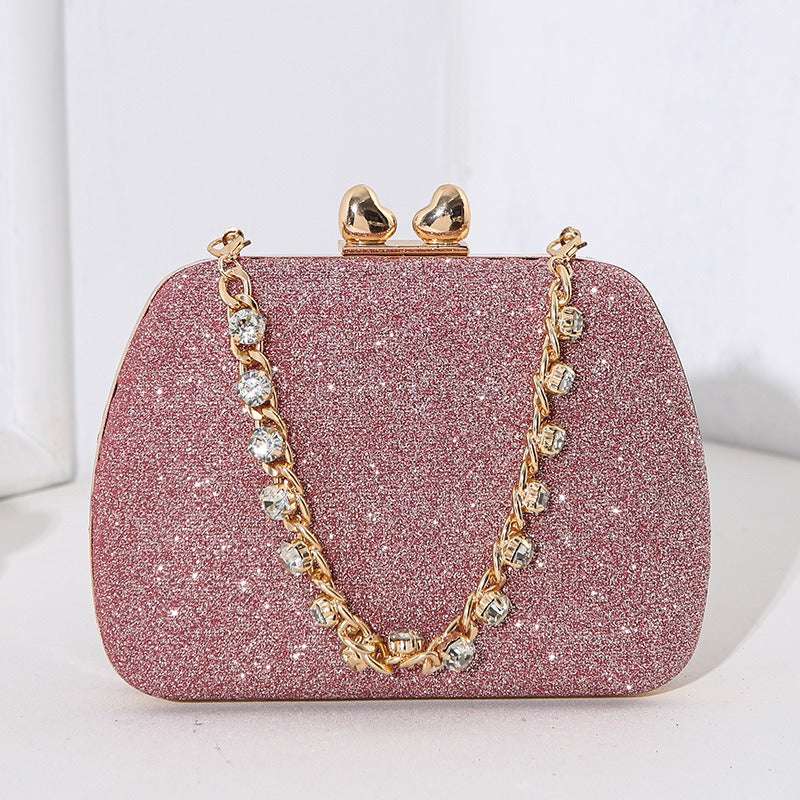 Little Love Water Diamond Chain Handheld Crossbody Small Square Bag Celebrity Banquet Handheld Bag