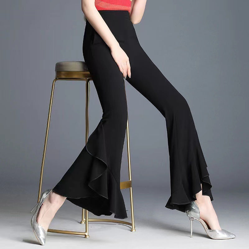 Spring And Summer New High Waist Black Bell-bottoms