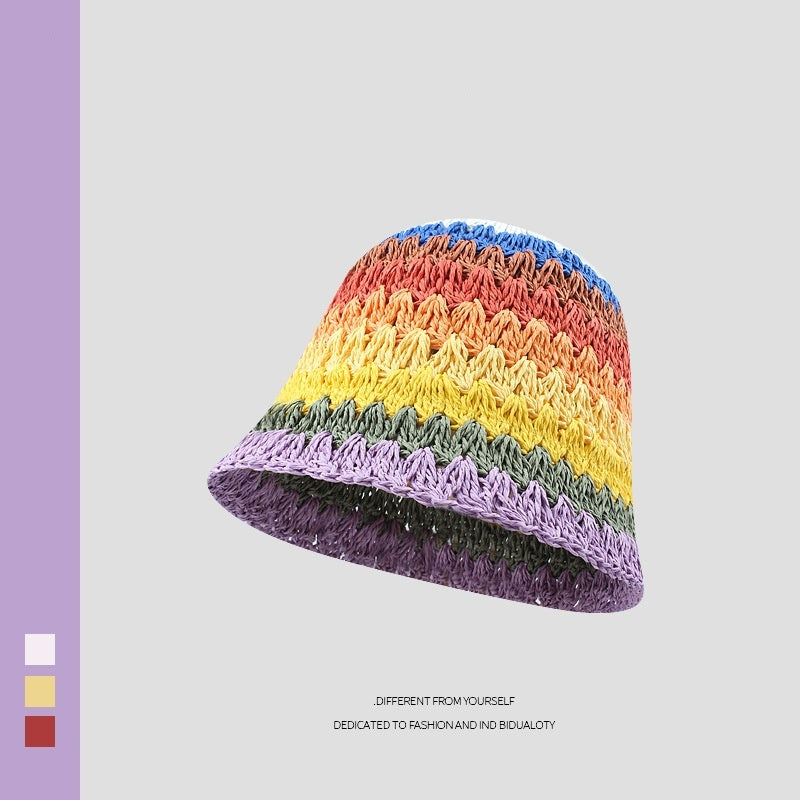 Rainbow Straw Bucket Hat Bucket Hat