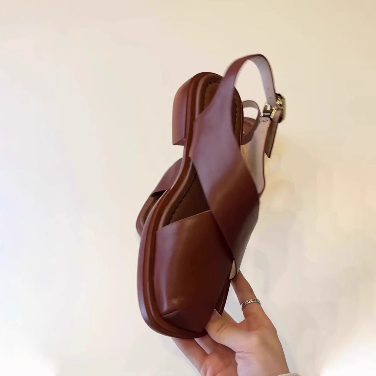 Women's Retro Hollow-out Roman Sandals With Buckle