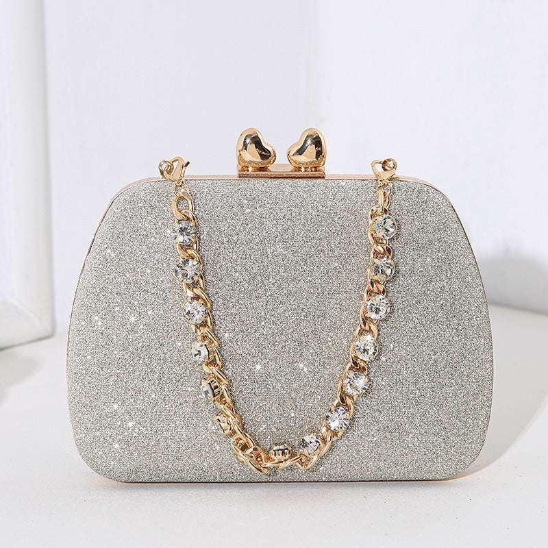 Little Love Water Diamond Chain Handheld Crossbody Small Square Bag Celebrity Banquet Handheld Bag