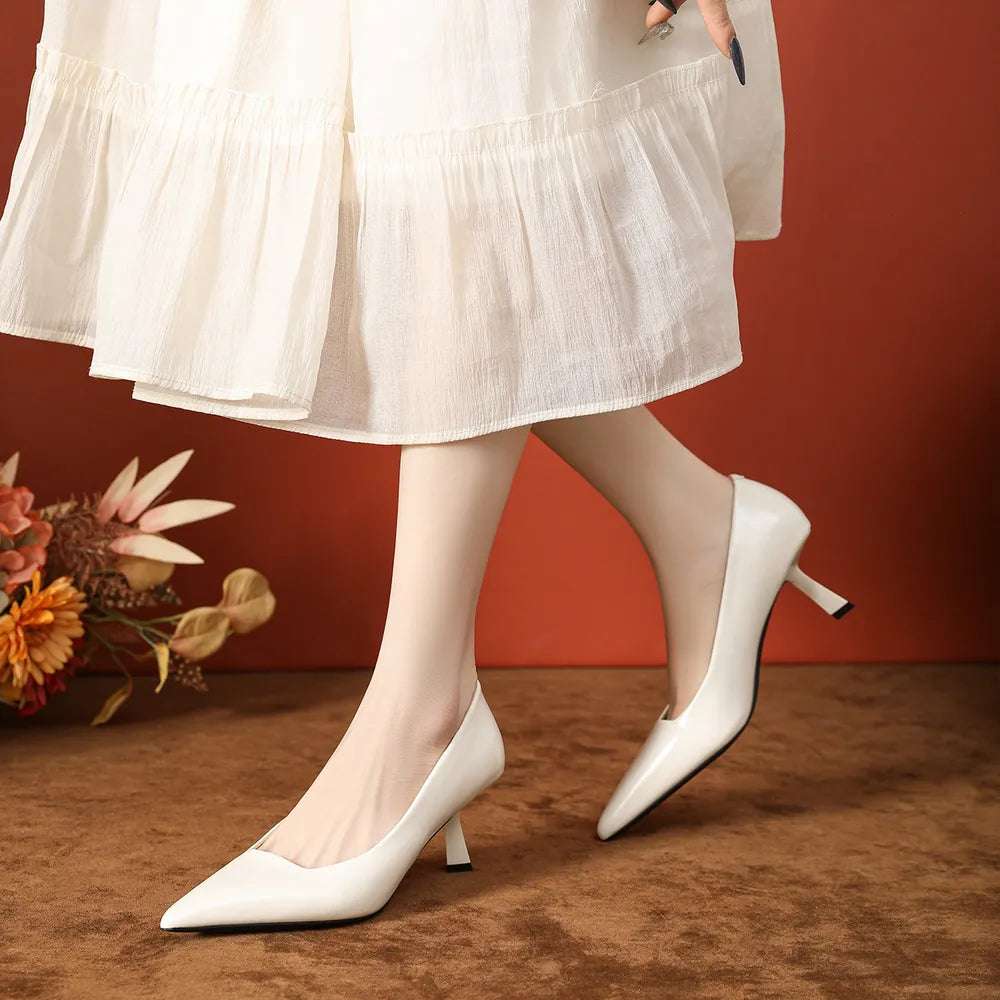 PU Leather Point Toe Pumps