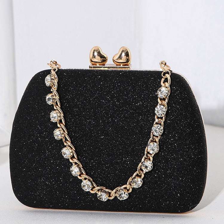 Little Love Water Diamond Chain Handheld Crossbody Small Square Bag Celebrity Banquet Handheld Bag