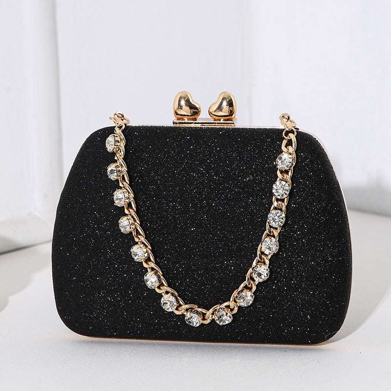 Little Love Water Diamond Chain Handheld Crossbody Small Square Bag Celebrity Banquet Handheld Bag