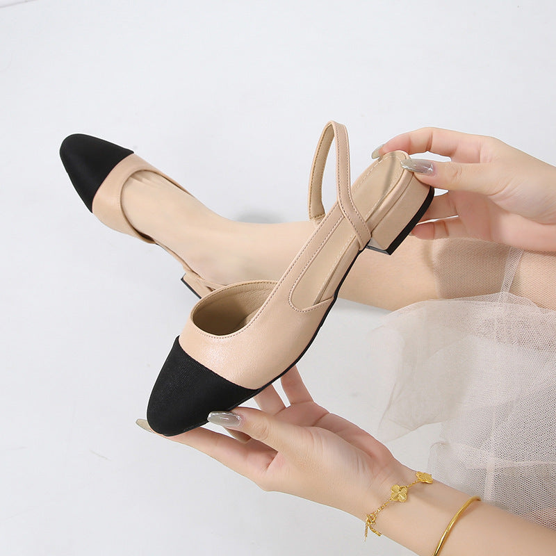 Women's Low Heel Hollow Color Matching Flat Heel Sandals