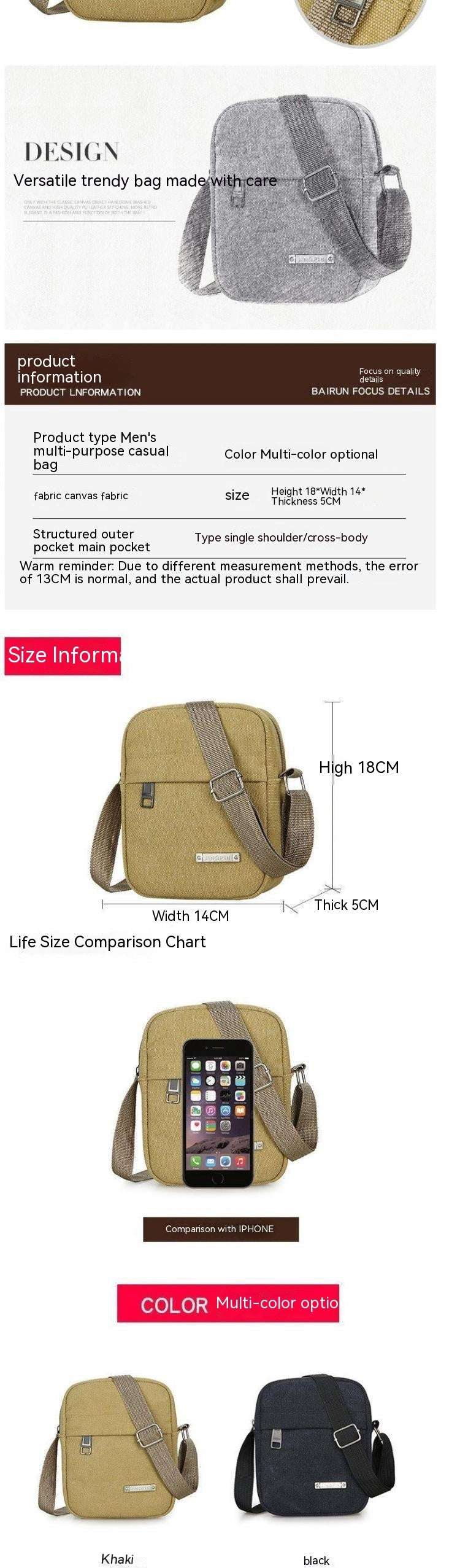 Shoulder Messenger Bag Casual Canvas Bag Men
