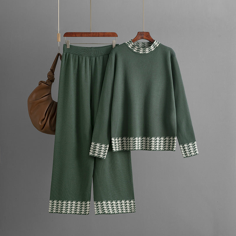 Women's Autumn And Winter Loose Pullover Two-piece Set