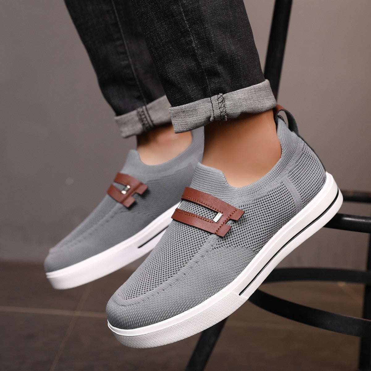 Soft elastic mesh shoes sports shoes lightweight business men's shoes