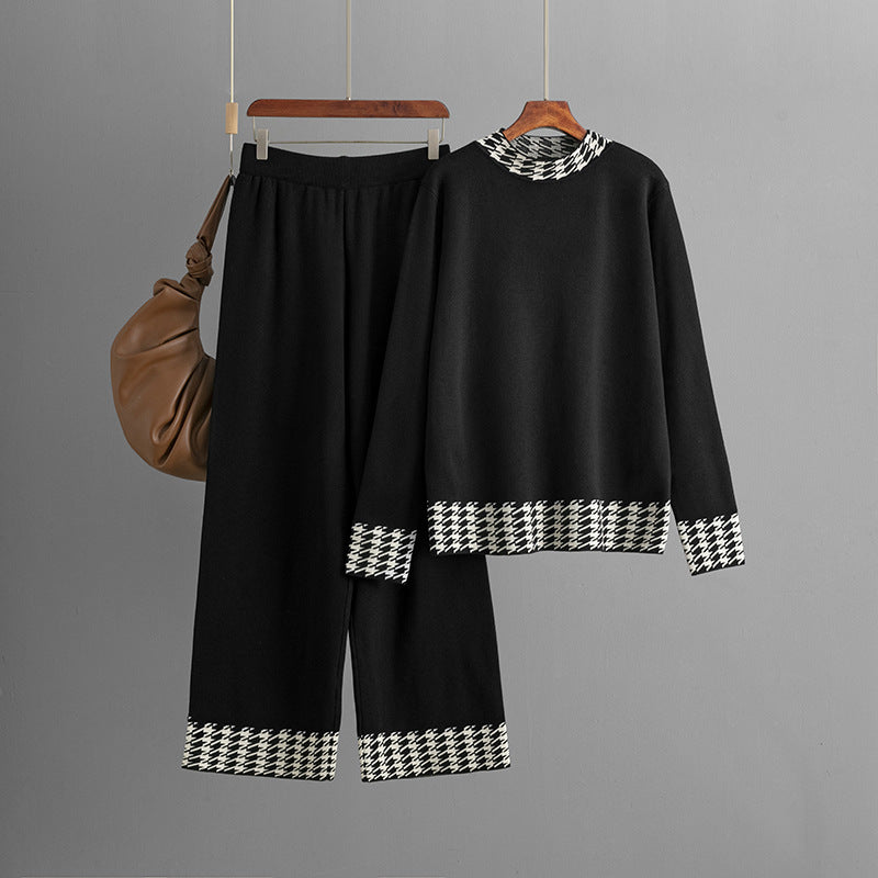 Women's Autumn And Winter Loose Pullover Two-piece Set