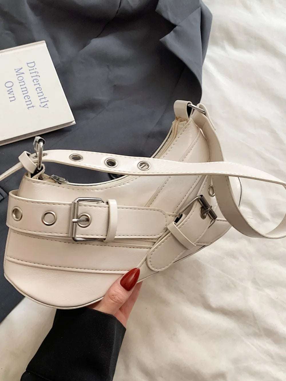 PU Leather Buckle Shoulder Bag