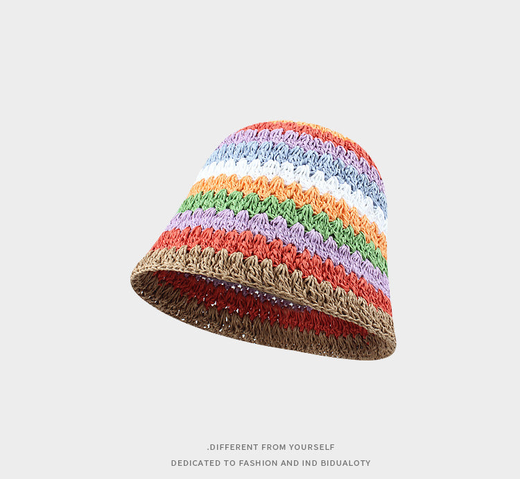Rainbow Straw Bucket Hat Bucket Hat