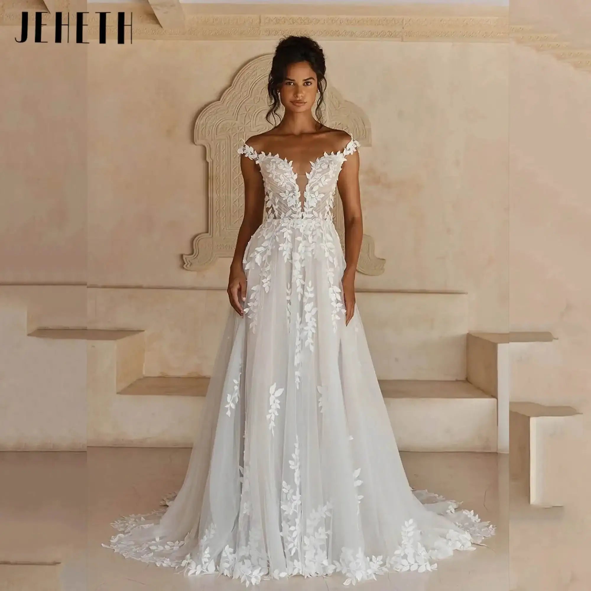 JEHETH Boat Neck Wedding Dress