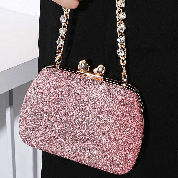 Little Love Water Diamond Chain Handheld Crossbody Small Square Bag Celebrity Banquet Handheld Bag