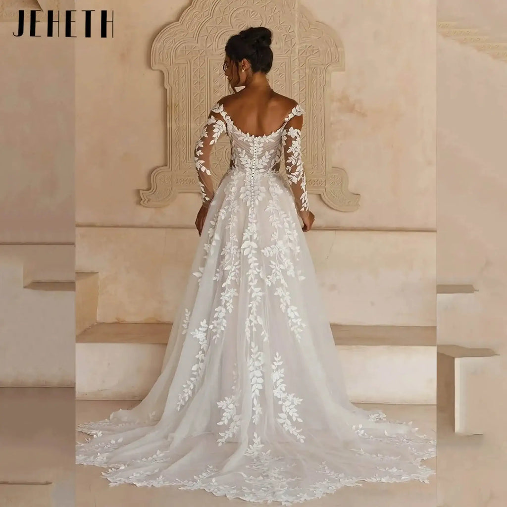 JEHETH Boat Neck Wedding Dress