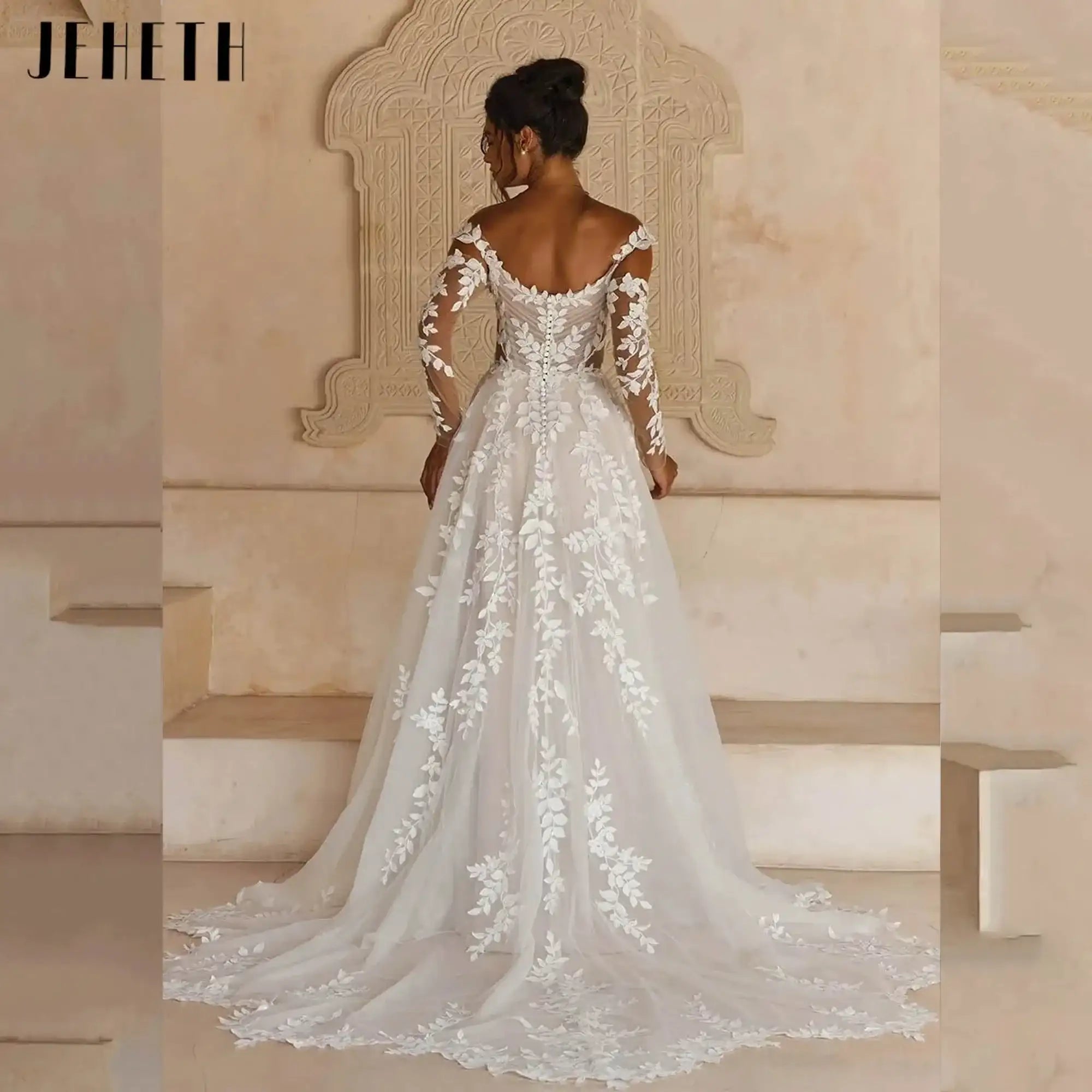 JEHETH Boat Neck Wedding Dress