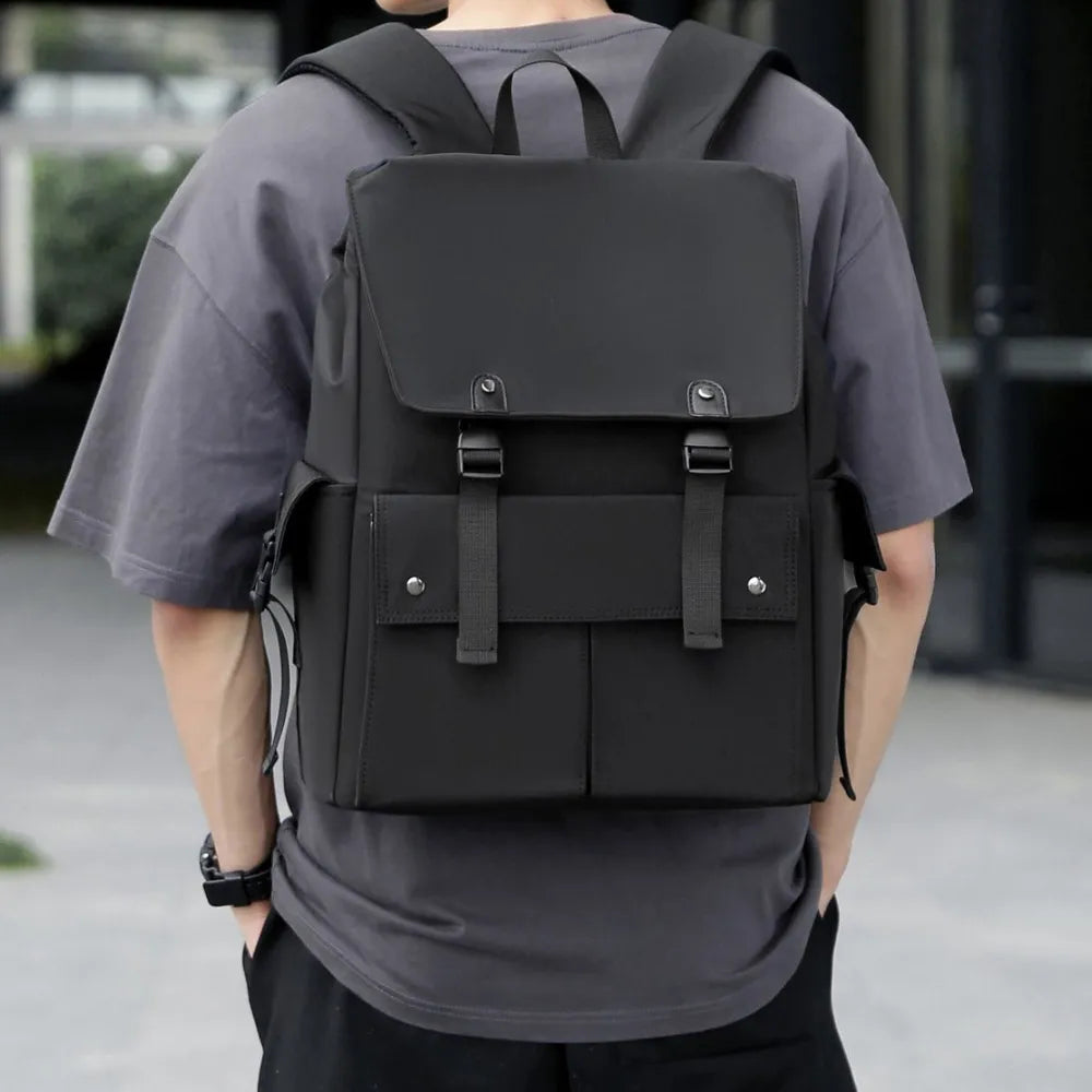 PU Leather Multi-Pockets Adjustable Strap Backpack Bag