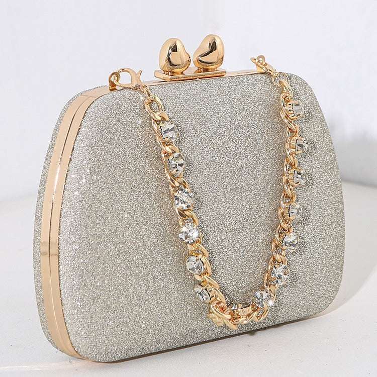 Little Love Water Diamond Chain Handheld Crossbody Small Square Bag Celebrity Banquet Handheld Bag