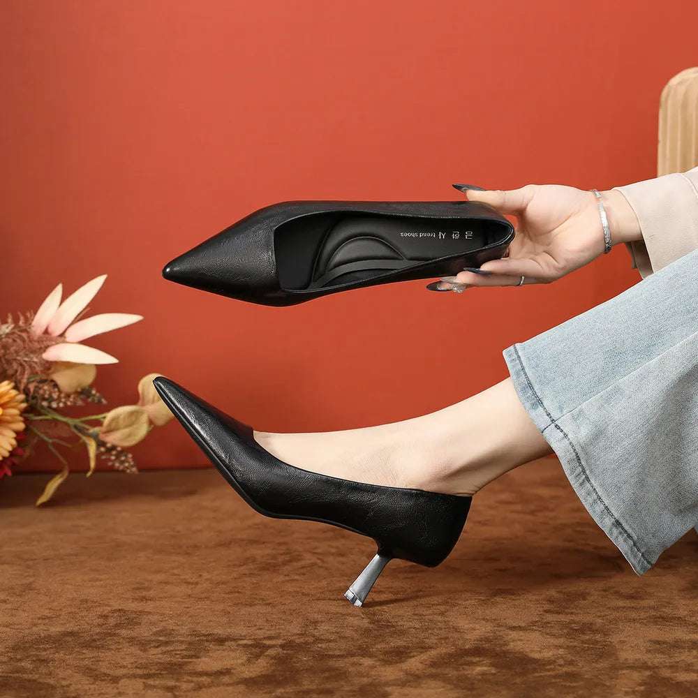 PU Leather Point Toe Pumps