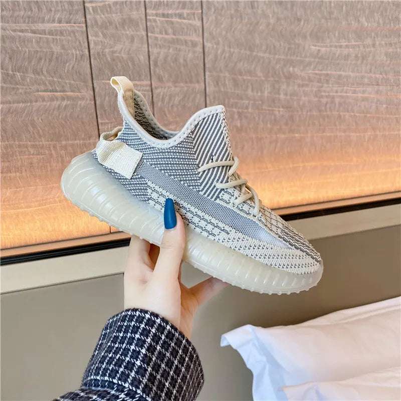 Mesh Lace-Up Platform Athletic Shoes