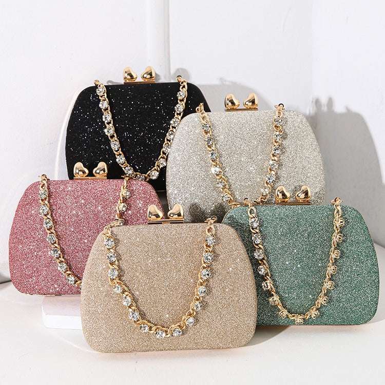 Little Love Water Diamond Chain Handheld Crossbody Small Square Bag Celebrity Banquet Handheld Bag