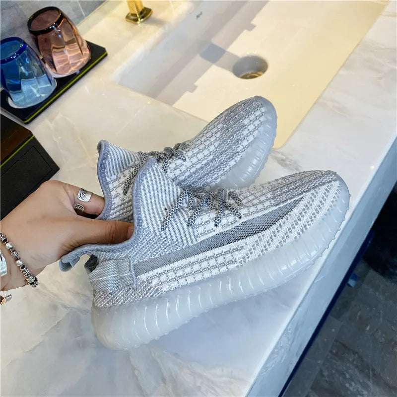 Mesh Lace-Up Platform Athletic Shoes