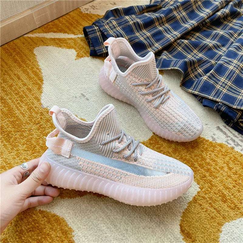 Mesh Lace-Up Platform Athletic Shoes