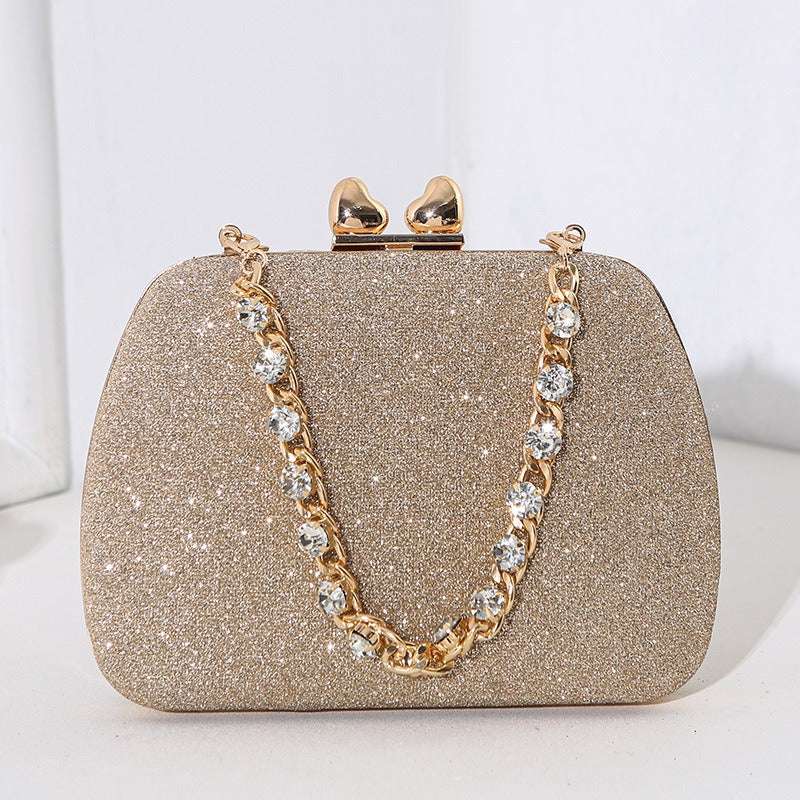 Little Love Water Diamond Chain Handheld Crossbody Small Square Bag Celebrity Banquet Handheld Bag