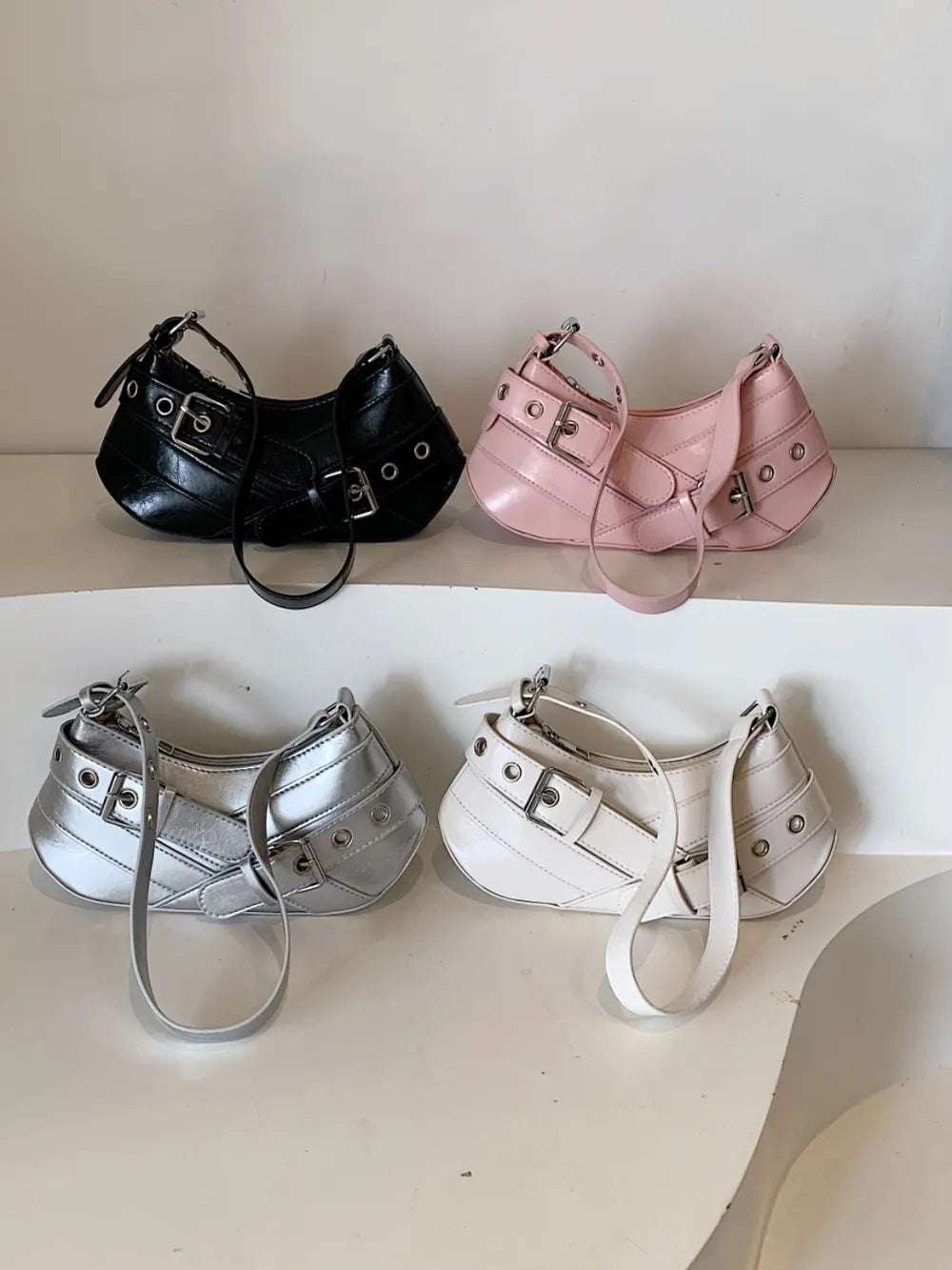 PU Leather Buckle Shoulder Bag