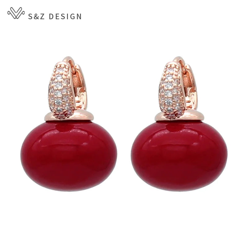 Round Big Pearl Dangle Earrings For Women