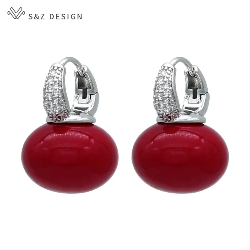 Round Big Pearl Dangle Earrings For Women