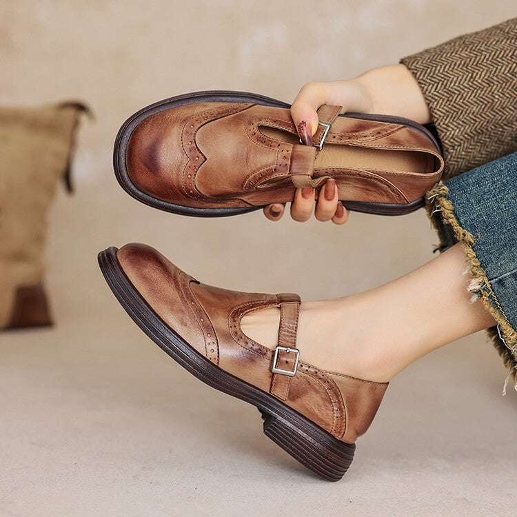 Fashion Women's Flat British Style Leather Shoes