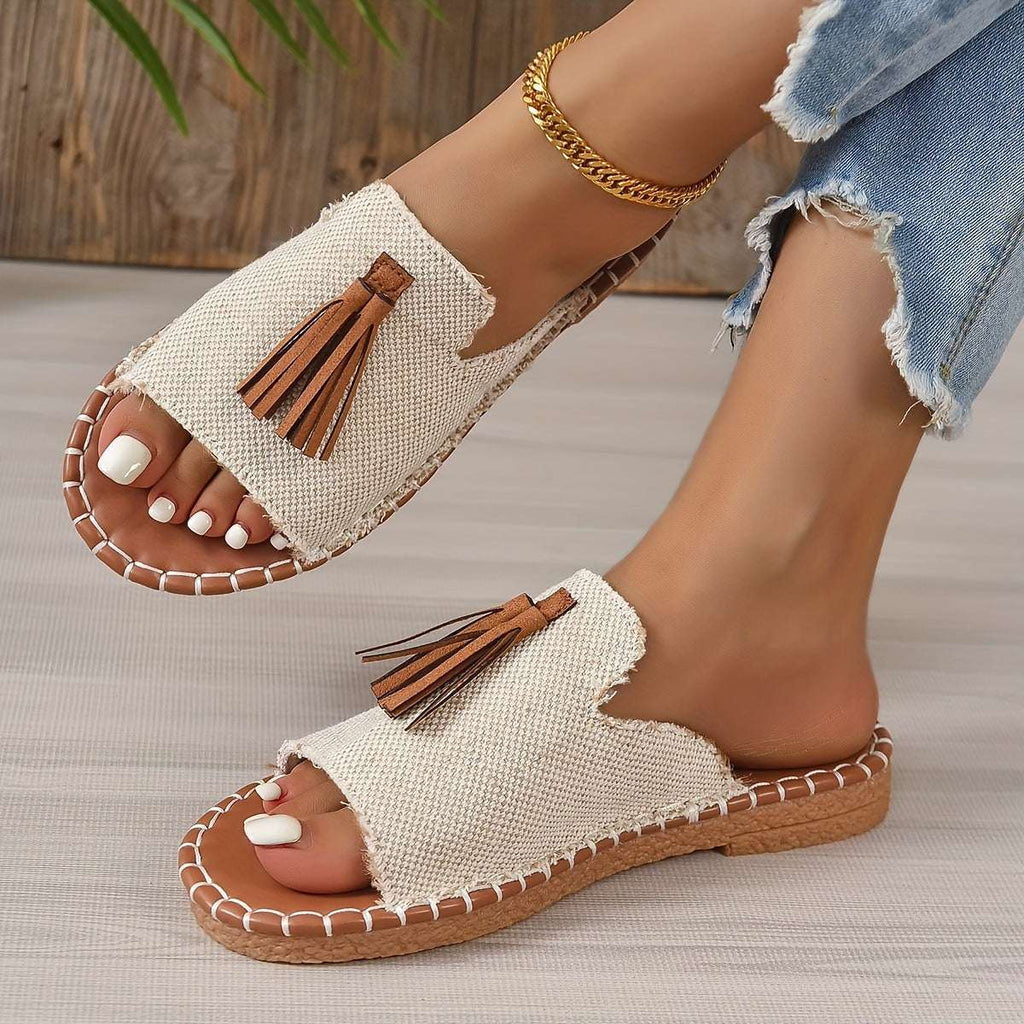 Women's Tassel Decorated Flat Sandals