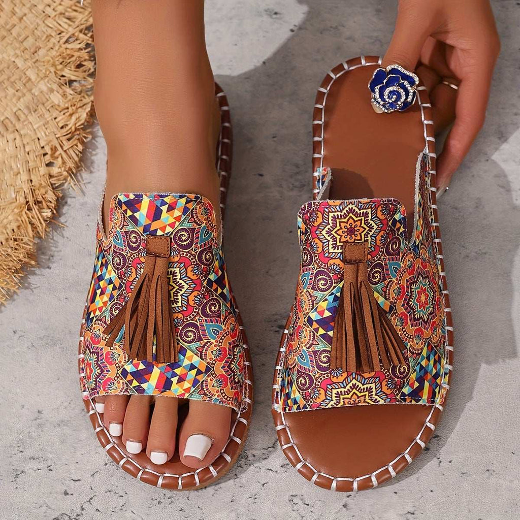 Women's Tassel Decorated Flat Sandals