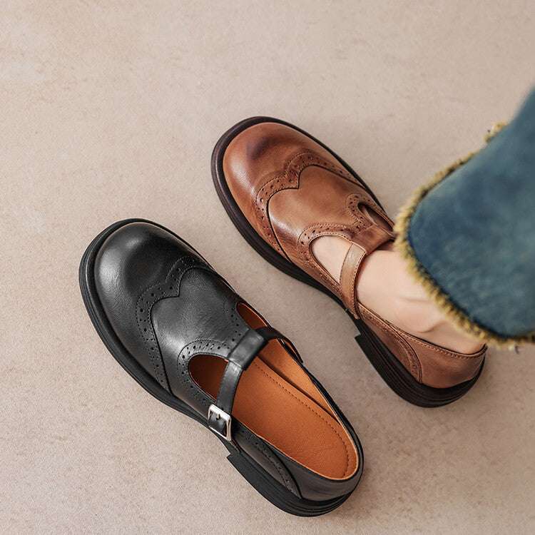 Fashion Women's Flat British Style Leather Shoes