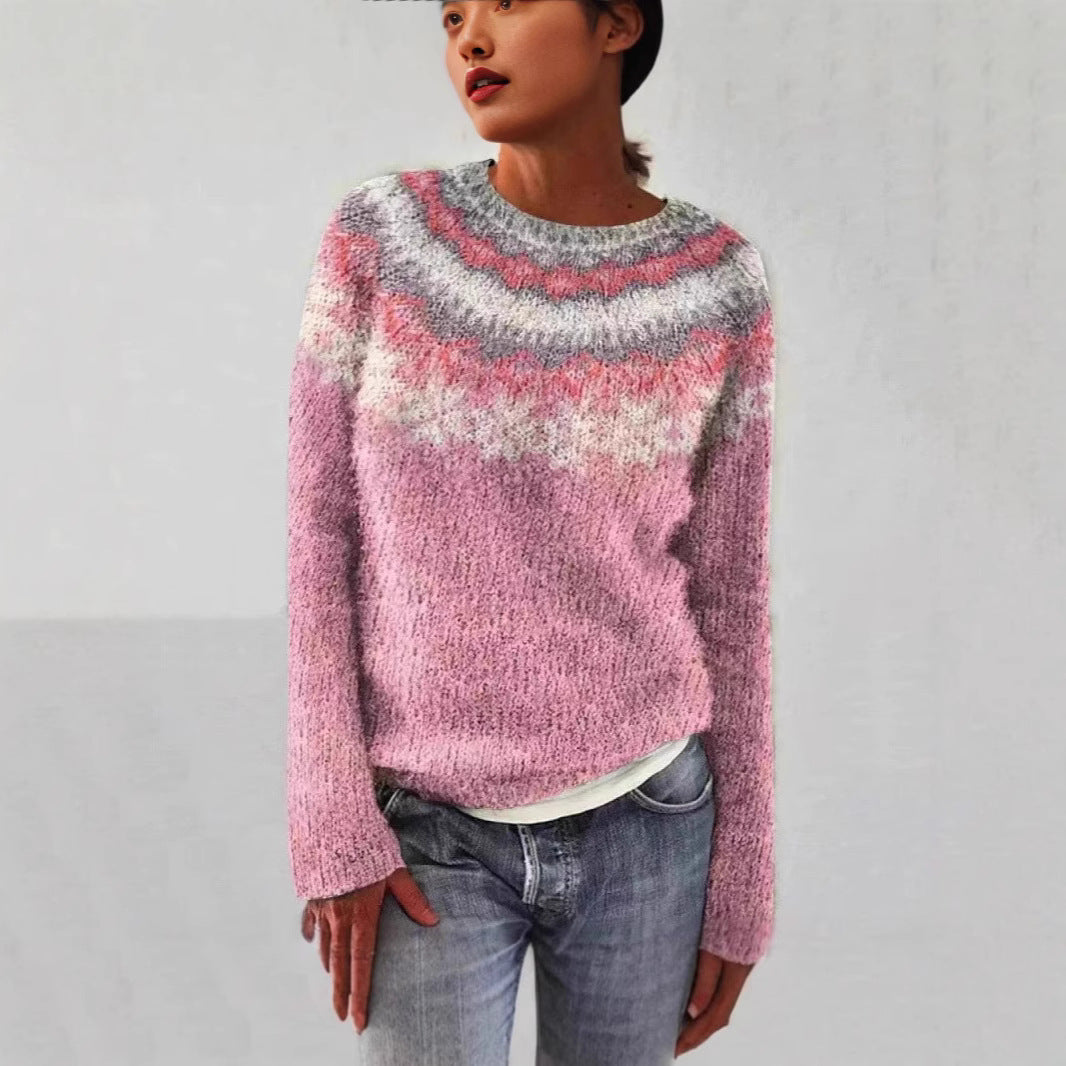 New Sweater Women's Round Neck Multicolor Loose Fashion Pullover