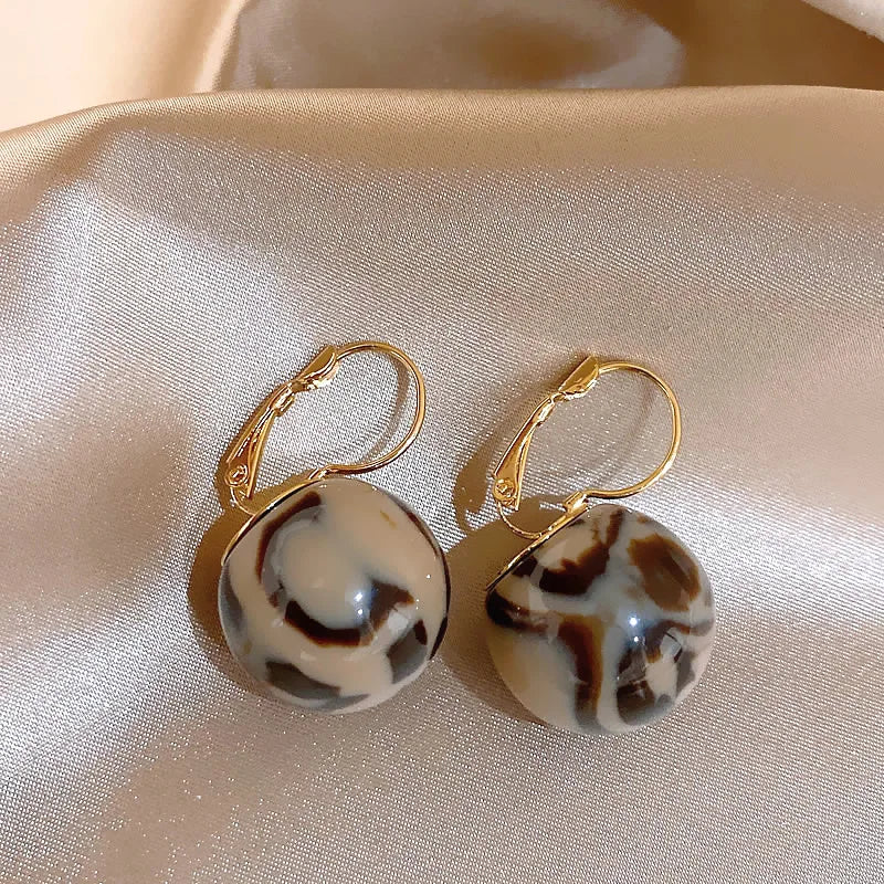 Smooth Leopard Round Bead Earrings for Women