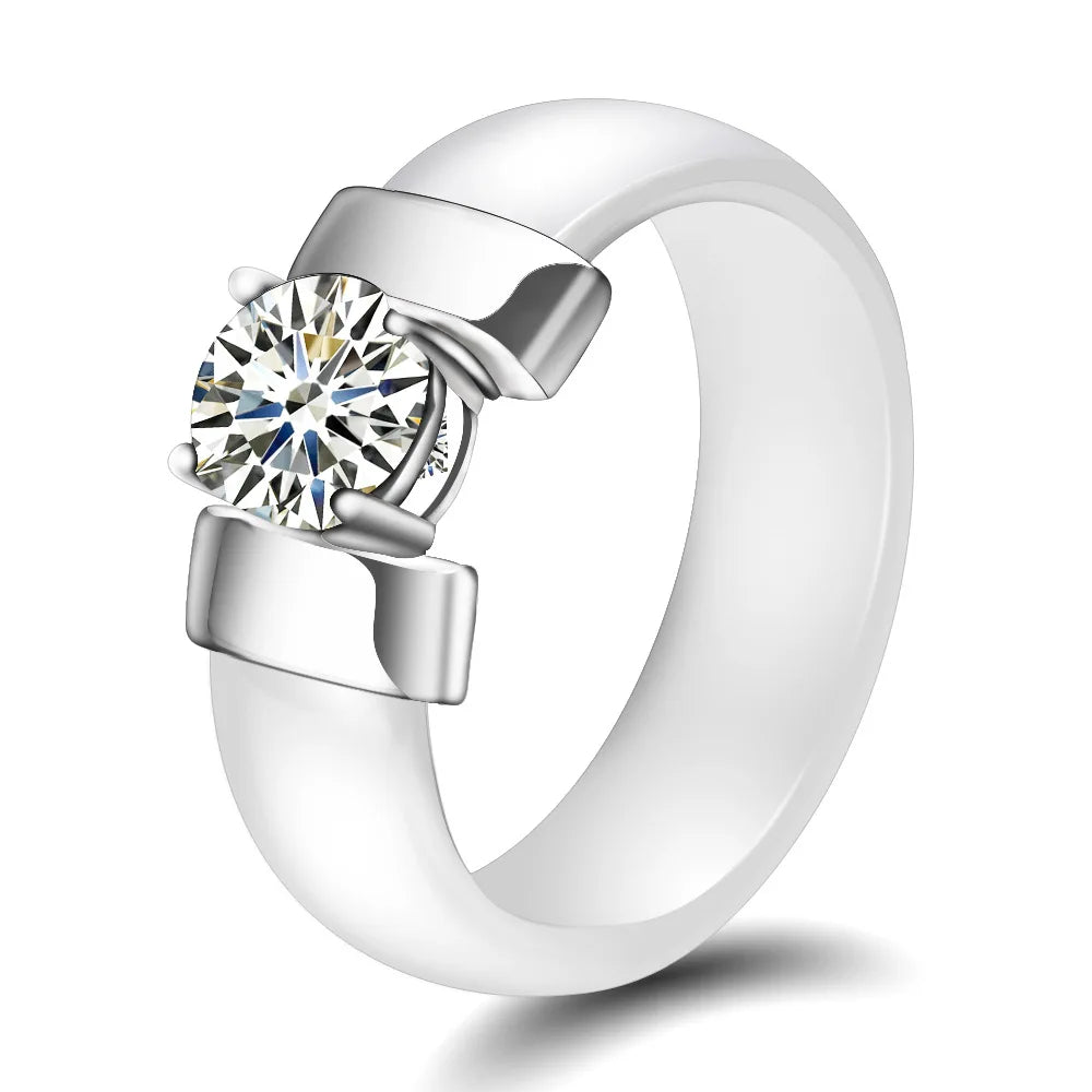 Luxury Zircon Ceramic Ring For Women
