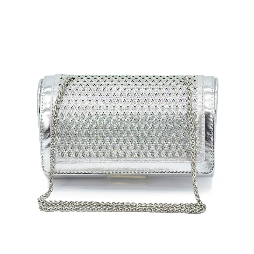 New Women's Heeled Shoes and Bag Set - Rhinestone-Decorated Luxury Design for Parties