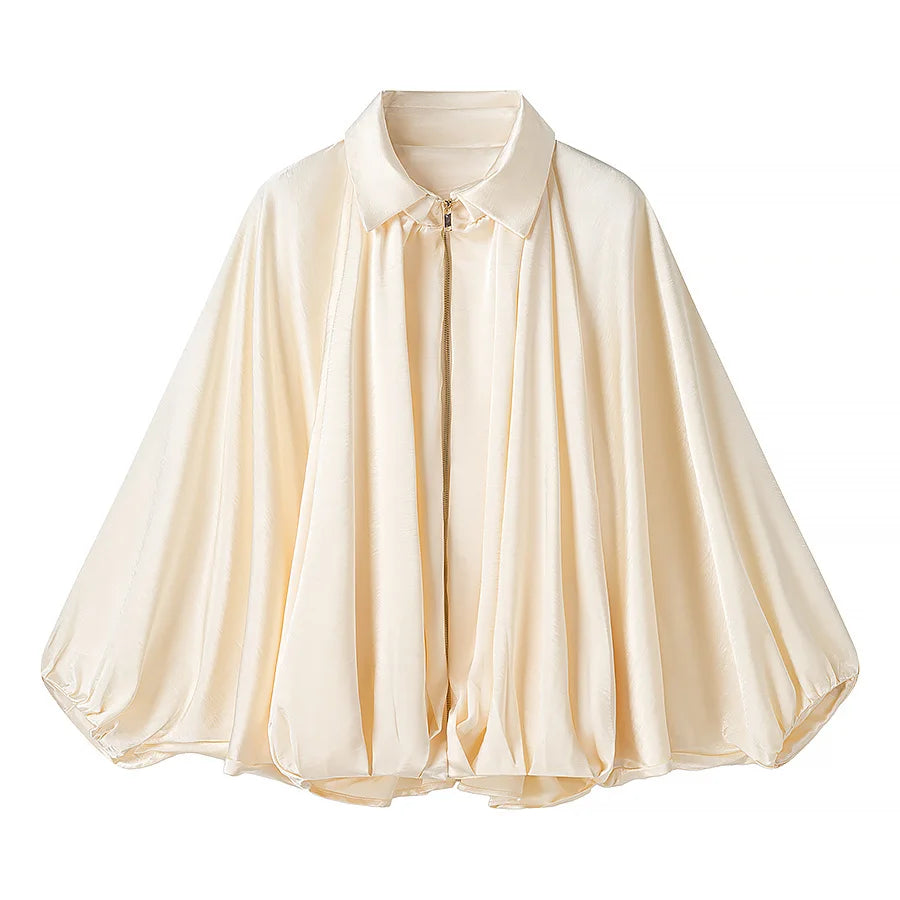 WOMAN Fashion European and American Summer New Product Silk Texture Pilot Jacket